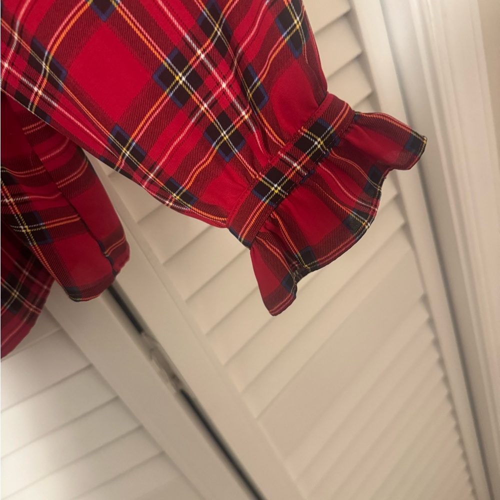 J. Crew Red Plaid Women's Blouse - Picture 4 of 4